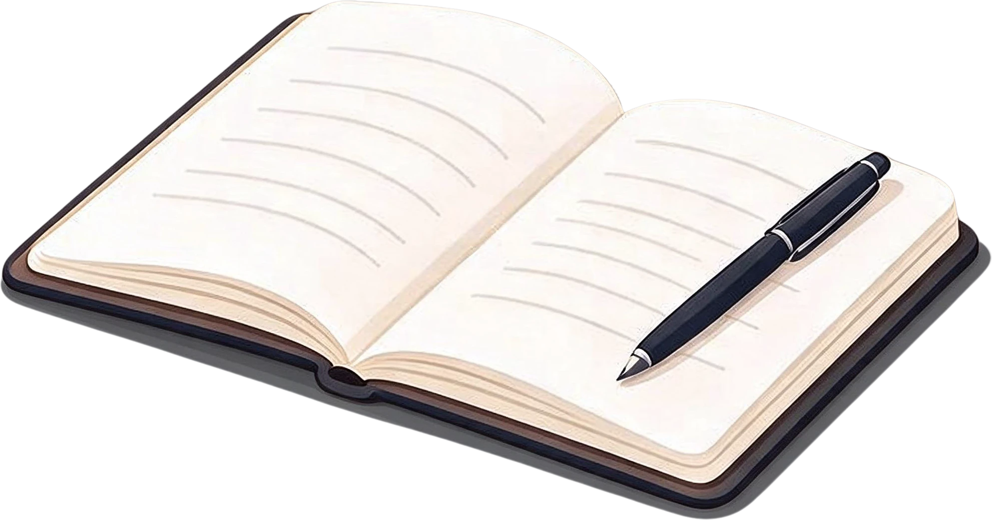 Open notebook with pen — separated layer