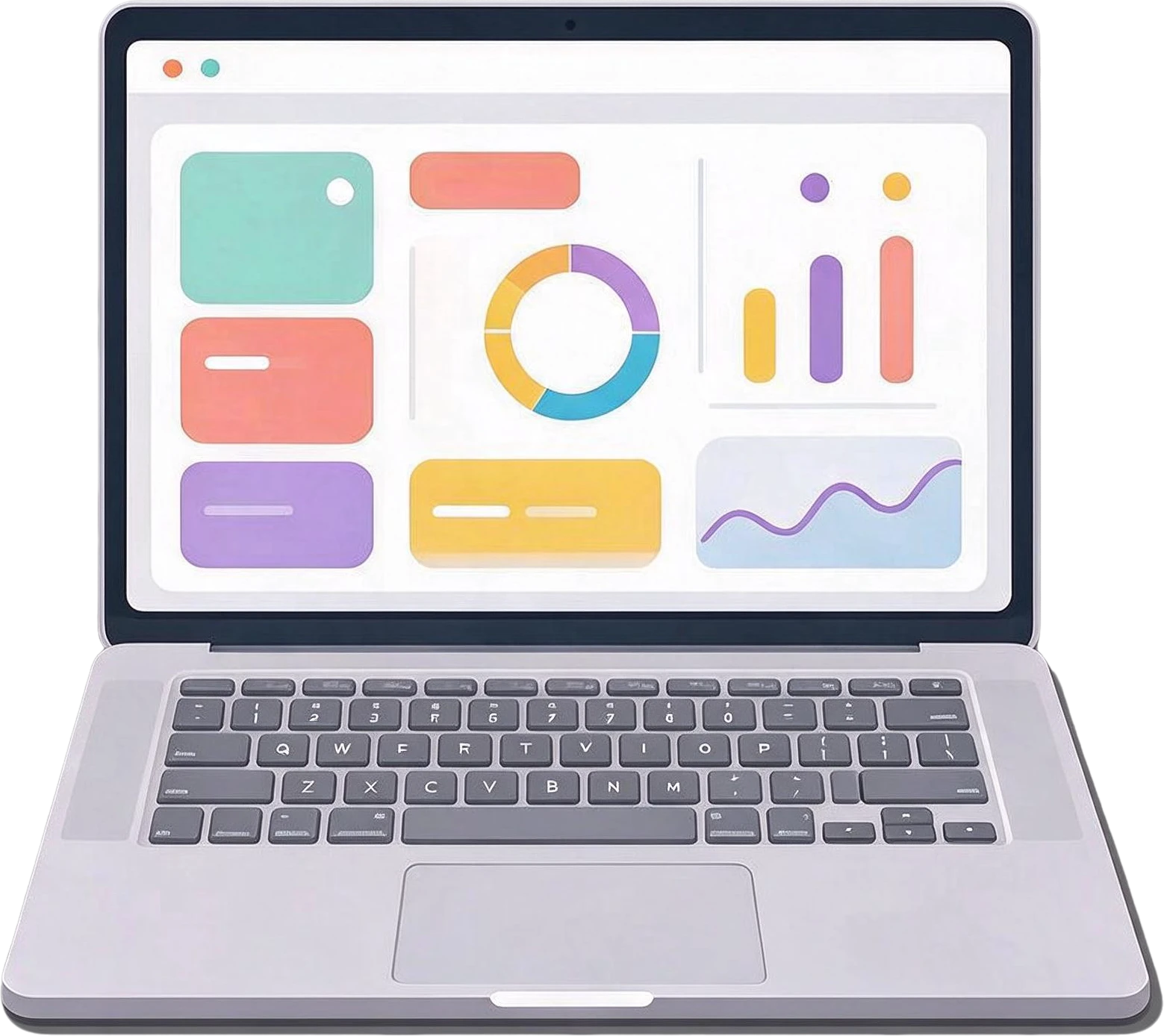 Laptop with data visualization screen — separated layer