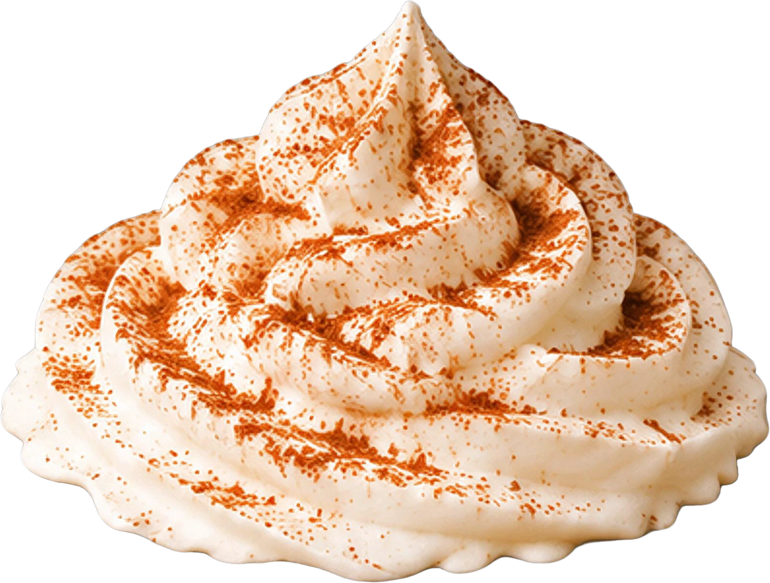 Whipped cream topping with cinnamon dust