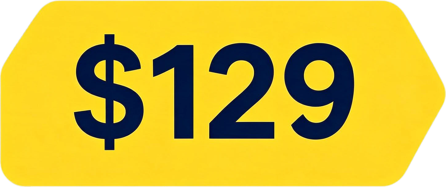 Yellow Price Tag $129 — separated layer